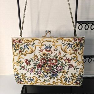 Vintage Du-Val Floral Tapestry Evening Bag Hong-Kong Boho Purse Cottagecore